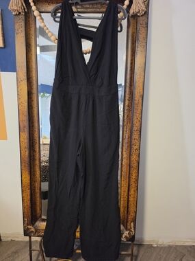 Forever 21 Black Deep V-Strap Jumpsuit